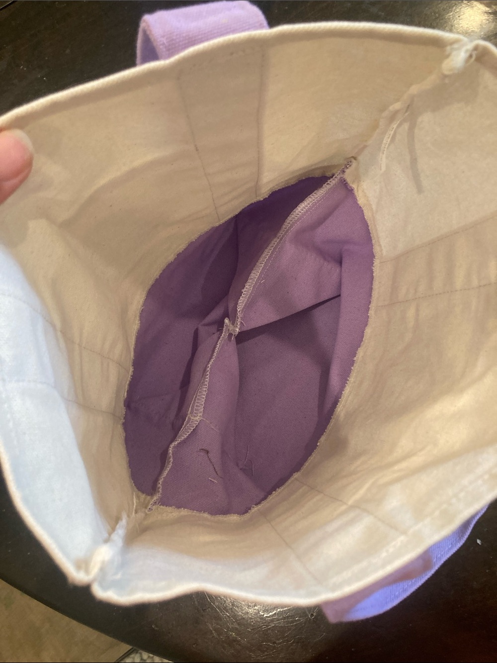 Trader Joe’s Lavender & White Canvas Tote Bag Reusable Grocery Shopping Bag - Picture 5 of 9